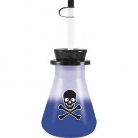 16oz Color-Changing Souvenir Beakers with "Skull and Crossbones"; Design with Lid and Straw; 135 per